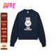 APEE女装 秋冬卡通兔子图案印花红色圆领卫衣F146A5P
