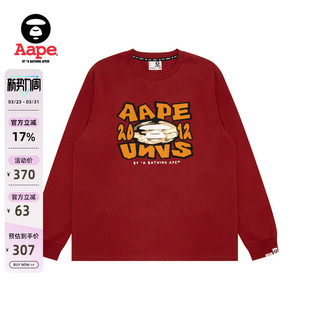 T恤1783XXP 猿人迷彩字母印花红色潮流长袖 Aape旗舰店男装 春季