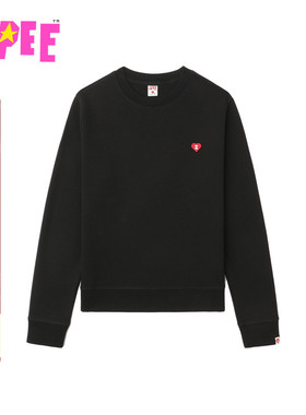 APEE女装秋冬心型刺绣小标红色圆领卫衣F136A5P