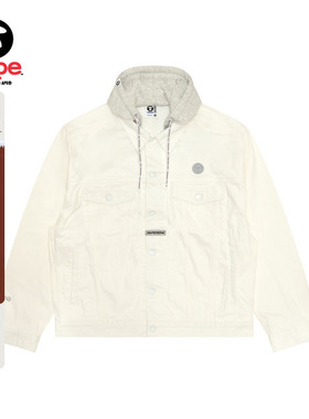 Aape男装春秋可拆卸帽猿人徽章休闲潮流水洗牛仔夹克外套7700XAN