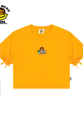 BABY MILO STORE春夏卡通简约可爱印花松紧系绳短袖T恤0401XXI