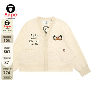 校园风薄绒卫衣开衫 D334XAP 秋冬猿人刺绣美式 Aape旗舰店女装