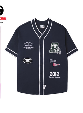 Aape旗舰店男装秋季猿人字母印花篮球猿刺绣小标短袖T恤1401XXL