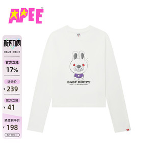T恤F199A5P 卡通兔子印花长袖 APEE女装 春季