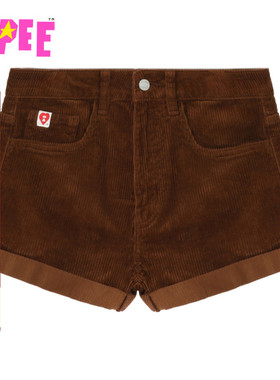 APEE女装秋冬心型标签灯芯绒短裤热裤F171A5P