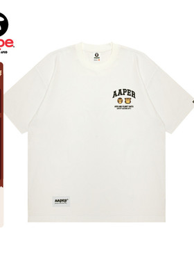Aape旗舰店男装25春夏猿人军团徽章字母刺绣潮流短袖T恤1611XXO