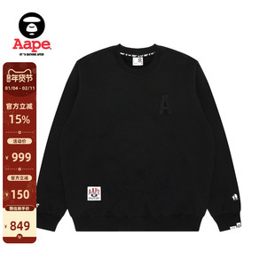 Aape旗舰店男装秋冬猿人浮雕印花字母刺绣质感圆领卫衣E307XXP