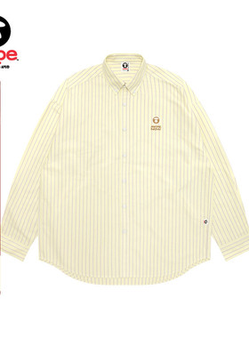 Aape旗舰店男装秋冬小标徽章休闲条纹长袖衬衫8541XXP