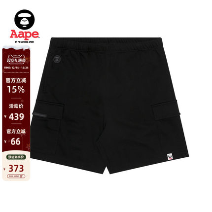 Aape旗舰店男装春夏猿人徽章字母印花大口袋简约休闲短裤A676XXM