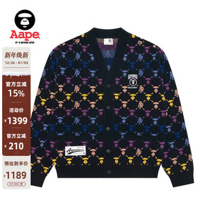 Aape旗舰店男装 外套B374XXP 秋冬渐变老花猿人休闲潮流针织开衫