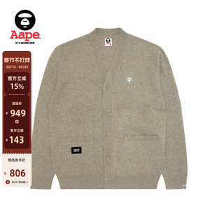 Aape旗舰店男装秋冬小标徽章纯色简约针织开衫外套C356XXP