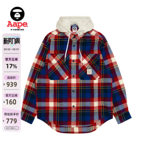 衬衫 可拆卸帽复古格纹休闲潮流长袖 8544XXP 春季 Aape旗舰店男装