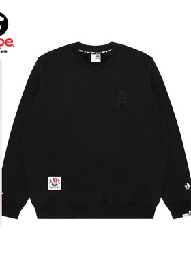 Aape旗舰店男装春季猿人浮雕印花字母刺绣质感圆领卫衣E307XXP