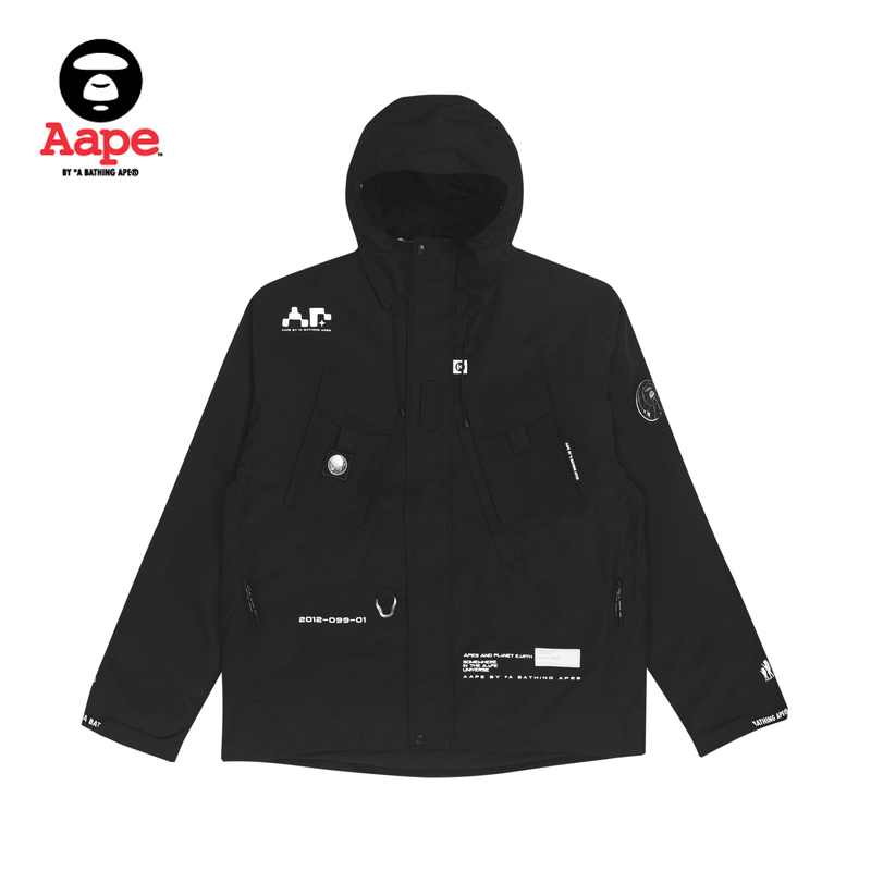 aape旗舰店字母印花连帽羽绒服