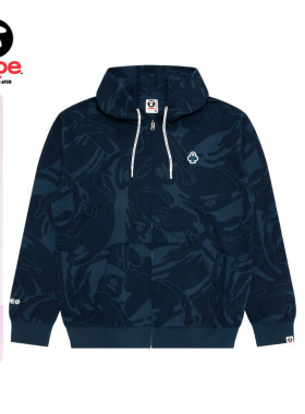 Aape旗舰店男装春季迷彩扑克徽章潮流连帽卫衣外套C352XXP