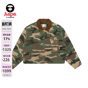 Aape旗舰店女装 做旧毛边徽章迷彩翻领夹克外套7758XXP 春季