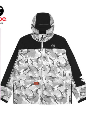 Aape男装春夏猿颜徽章字母印花撞色拼接薄款迷彩夹克7347XAE