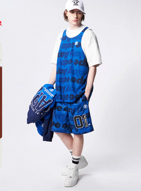 Aape旗舰店男装春夏字母满印拼接薄款潮流运动短裤6991XXK