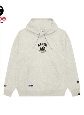 Aape旗舰店男装秋冬猿人军团徽章休闲潮流薄绒连帽卫衣C370XAP