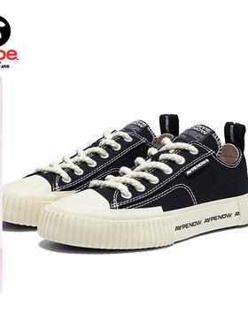 Aape男鞋春秋GALAXY系列经典纯色低帮饼干底系带帆布鞋A648XXN