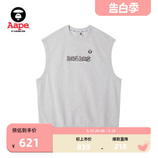 Aape旗舰店男装春夏猿颜徽章字母刺绣潮流美式背心卫衣A360XXL