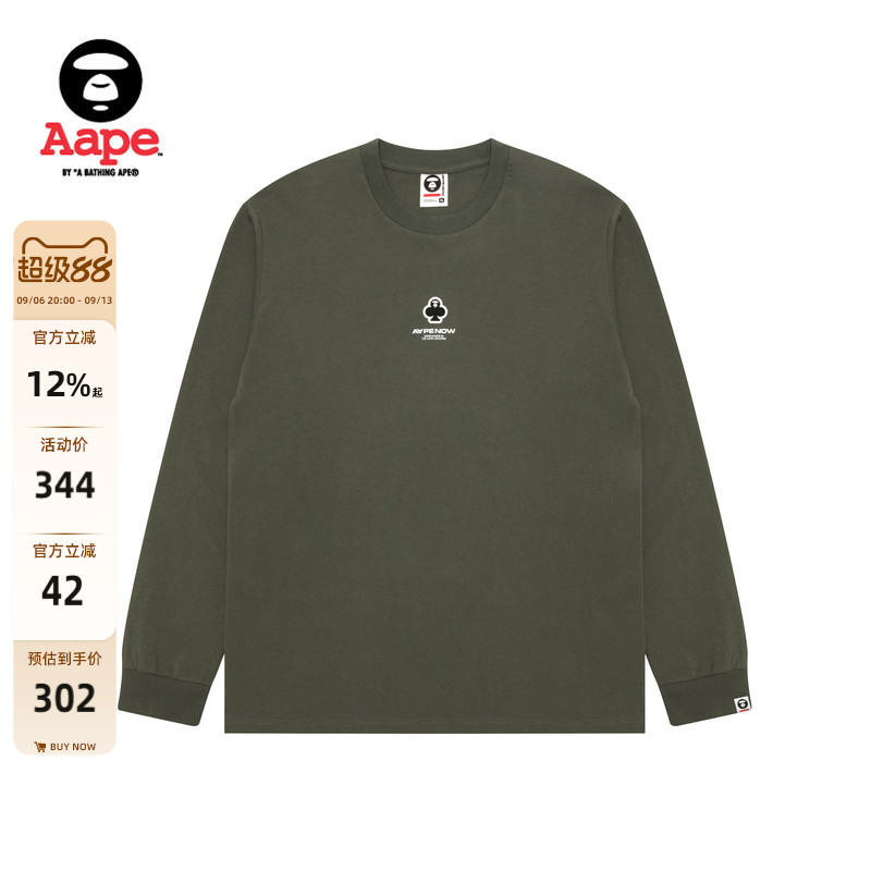 Aape扑克徽章简约潮流长袖T恤图片