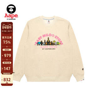 Aape联名BABY MILO STORE男装卡通图案印花圆领加绒卫衣9794XBP