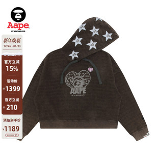 Aape旗舰店女装 连帽卫衣D329XXP 秋冬复古水洗爱心猿人休闲短款