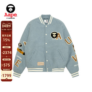 Aape旗舰店男装秋冬校园猿人徽章潮流棒球服夹克外套7742XAP