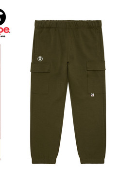 Aape旗舰店男装秋冬猿人徽章多口袋束脚修身厚长裤B628XXN