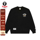 Aape旗舰店男装 秋冬猿人军团徽章休闲潮流薄绒圆领卫衣C366XXP