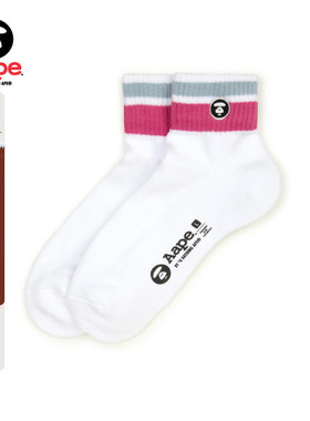 Aape旗舰店配饰徽章刺绣撞色条纹短袜5348XXP