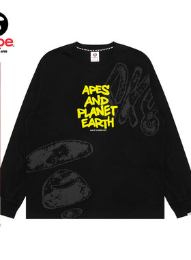 Aape旗舰店男装秋冬字母图案印花休闲潮流长袖T恤1728XXP