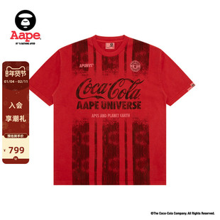 Aape联名可口可乐(COCA-COLA)男装水洗做旧球衣短袖T恤9791XXQ