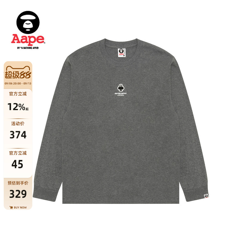 Aape扑克徽章简约潮流长袖T恤图片