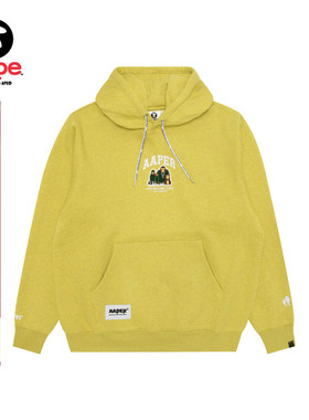 Aape旗舰店男装秋冬猿人军团徽章休闲潮流薄绒连帽卫衣C370XBP