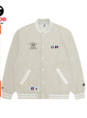 Aape联名RUSSELL男装秋冬美式复古薄绒棒球服卫衣外套9780XAP