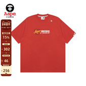 Aape旗舰店男装 25春夏字母爱心印花宽松嘻哈潮流短袖 T恤1676XXO