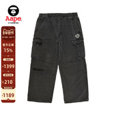 裤 Aape旗舰店男装 秋冬猿人徽章水洗做旧褶皱潮流宽松工装 C641XXP