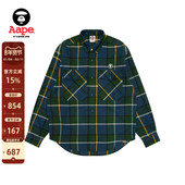 衬衫 Aape旗舰店男装 秋冬猿人徽章撞色格纹休闲翻领长袖 8543XXP