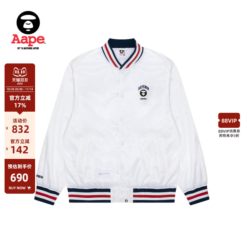 Aape刺绣棒球服夹克外套