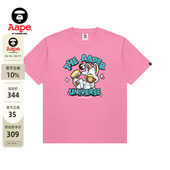 Aape旗舰店男装 T恤1614XXO 春夏猿人军团印花休闲潮流短袖