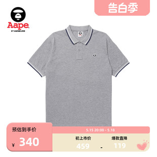 1253XXK Aape旗舰店男装 春夏猿颜徽章字母印花纯色简约翻领POLO衫