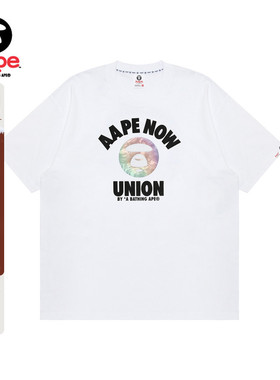 Aape旗舰店春夏渐变迷彩猿人印花简约潮流宽松短袖T恤1447XXM