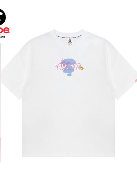 Aape旗舰店女装25春夏小花猿人字母印花潮流宽松短袖T恤1689XXO