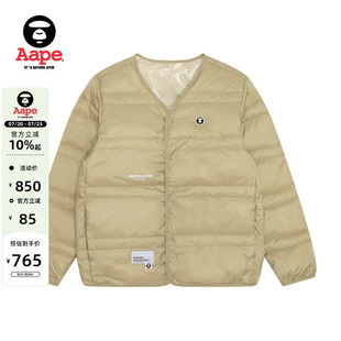 Aape旗舰店男装 双面穿猿人徽章字母迷彩羽绒服外套7631XXL