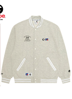 Aape联名RUSSELL男装秋冬美式复古薄绒棒球服卫衣外套9780XAP