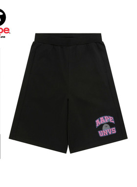 Aape旗舰店女装秋冬字母刺绣休闲潮流卫裤短裤C659XXP