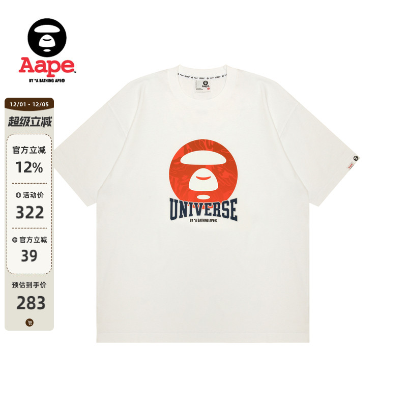 AAPE字母图案印花潮流短袖T恤
