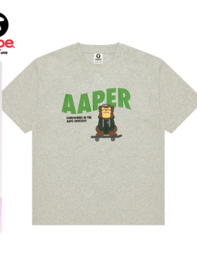 Aape旗舰店男装春夏猿人军团字母印花休闲潮流短袖T恤1711XAO
